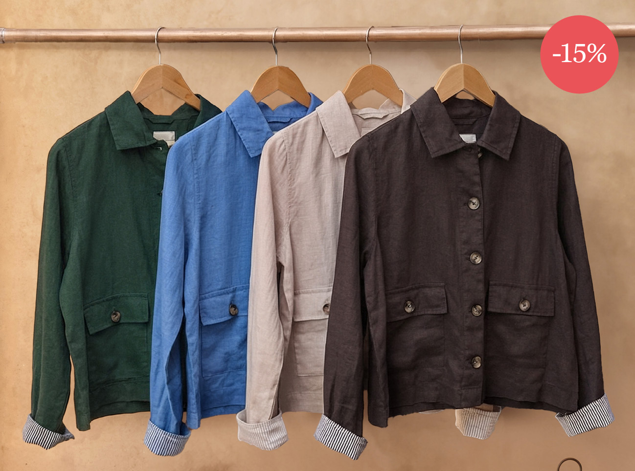 Veste légère en lin à col - Femme - 100 % lin