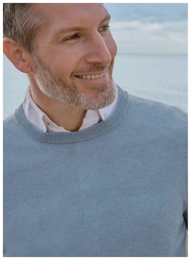 Pull à col rond - Homme - Cachemire & Mérinos