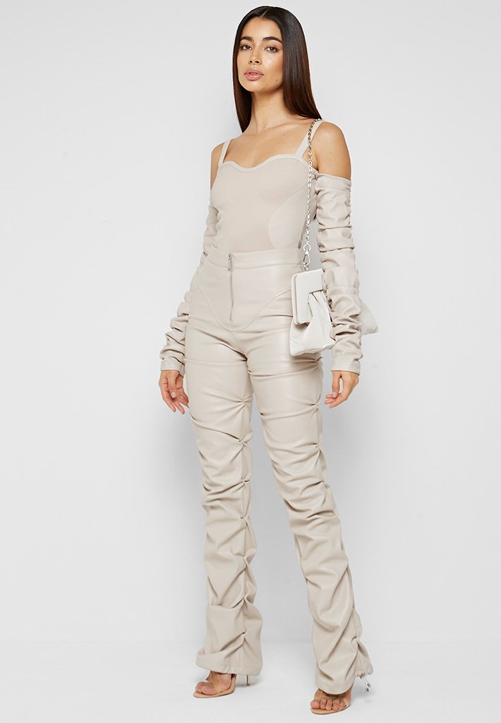 Tacked Vegan Leather Trousers 