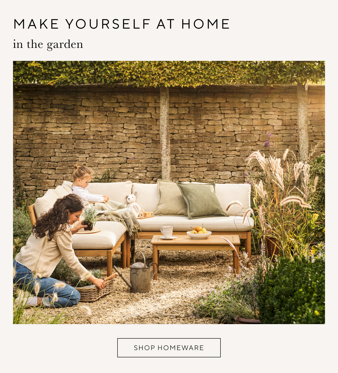 Make yourself at home in the garden - shop homeware