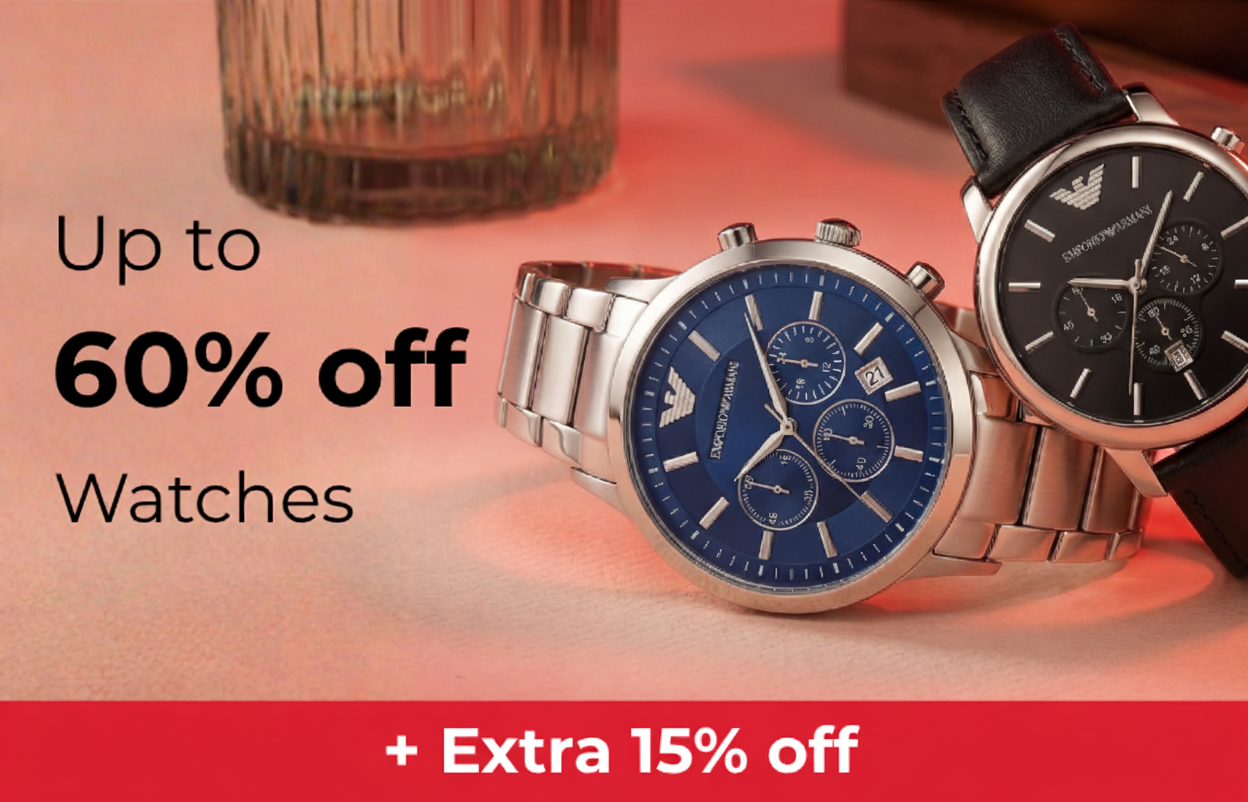 UP TO 60% OFF BIG BRAND DESIGNER WATCHES + EXTRA 15% OFF CODE WATCH15