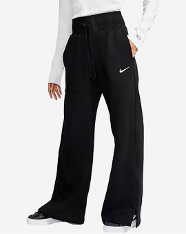 Nike Womens Phoenix Fleece Wide Leg Joggers in Black