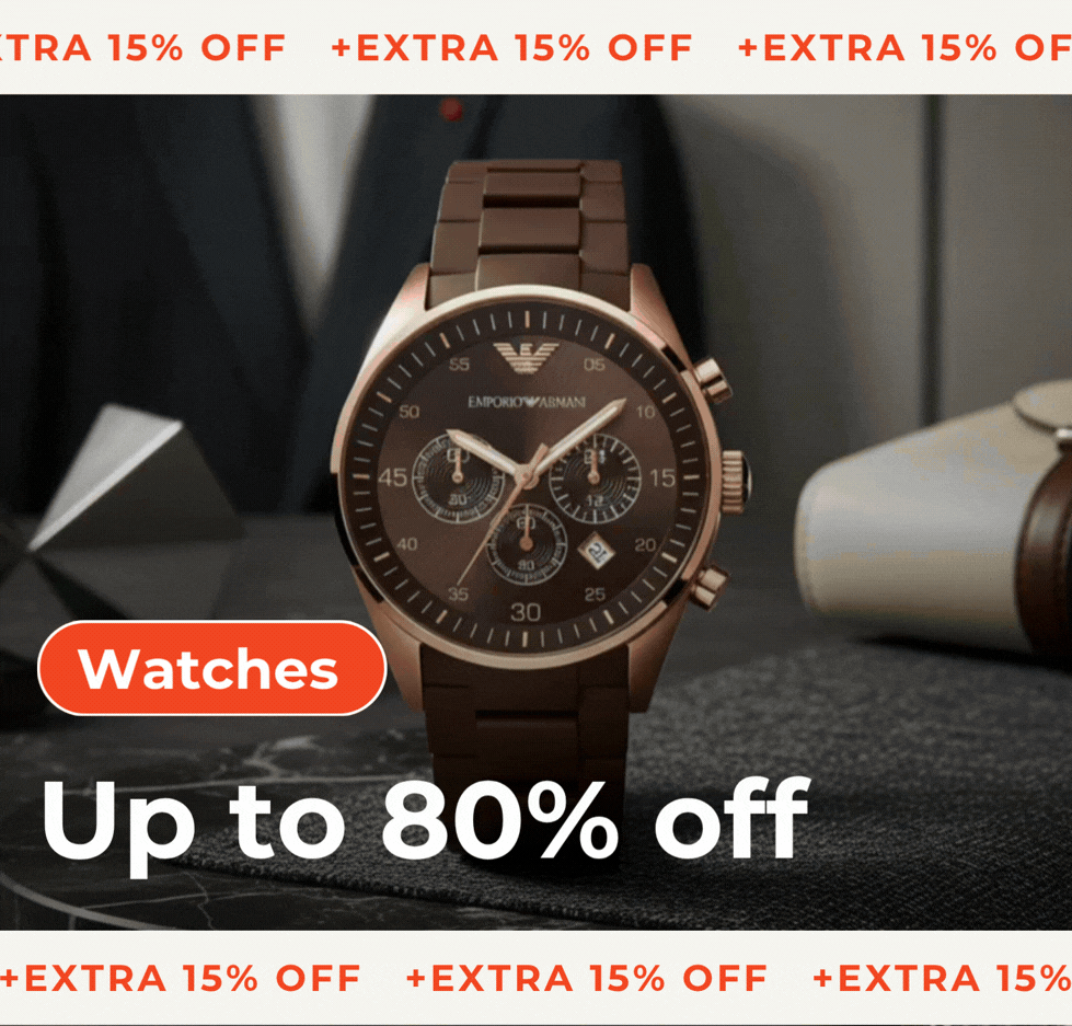 UP TO 80% OFF WATCHES & JEWELLERY + EXTRA 15% OFF USE CODE: ACCS15