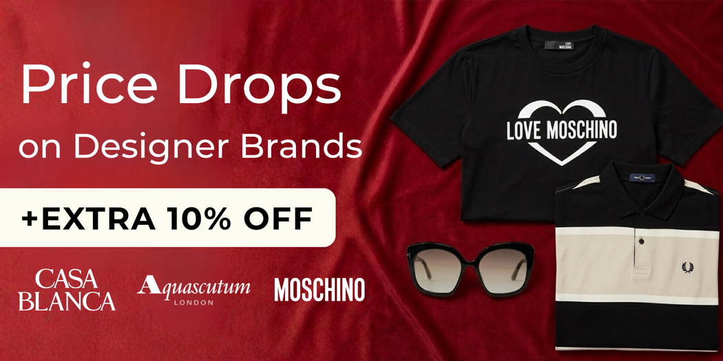 PRICE DROPS ON DESIGNER BRANDS + EXTRA 10% OFF. DSQUARED2, OFF-WHITE, CASABLANCA, MOSCHINO, HUGO BOSS, AQUASCUTUM