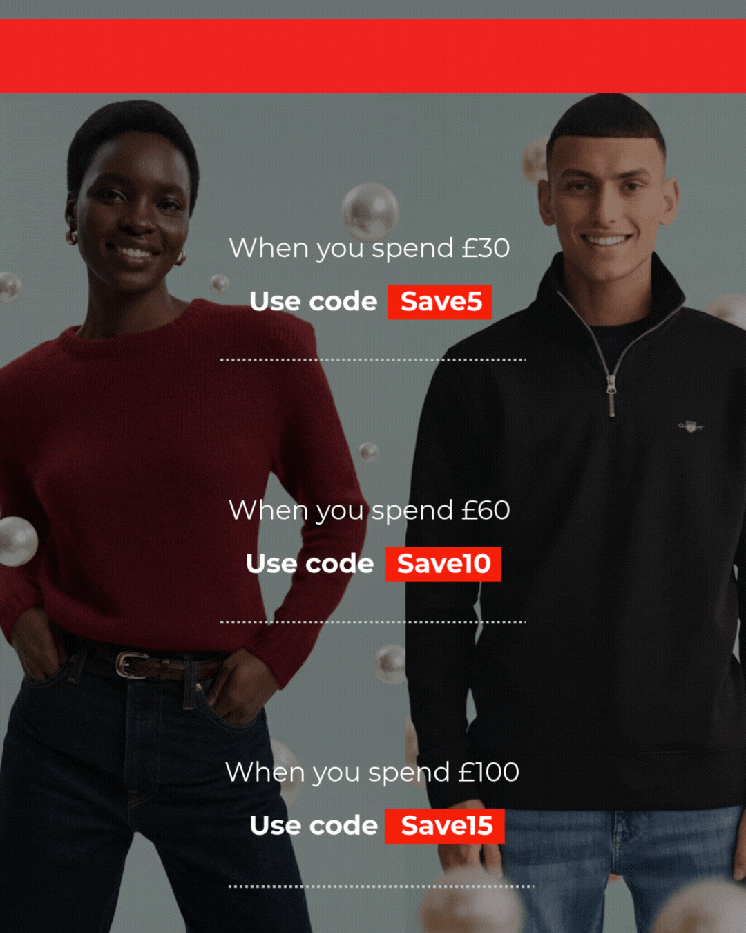 £5 off when you spend £30 - Use code Save5 £10 off when you spend £60 - Use code Save10 £15 off when you spend £100 - Use code Save15