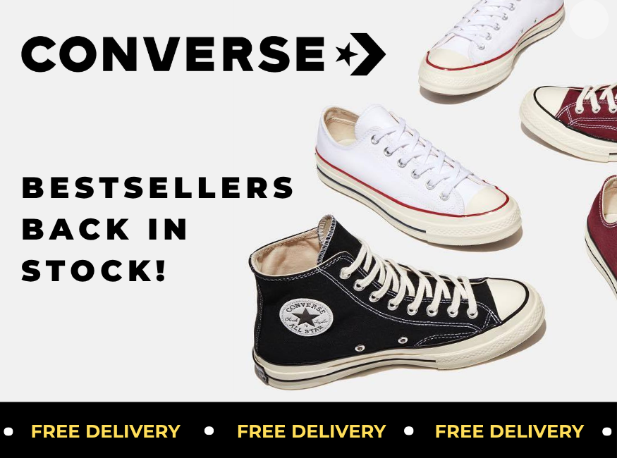 CONVERSE BESTSELLERS BACK IN STOCK +FREE DELIVERY CODE: FREEDEL