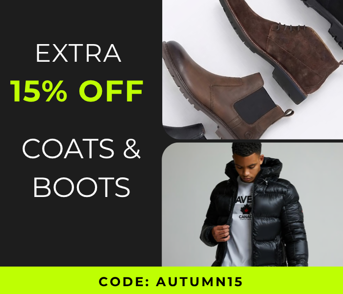 "EMAIL EXCLUSIVE EXTRA 15% OFF COATS & BOOTS CODE: AUTUMN15"