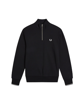 Fred Perry Mens Half Zip Sweatshirt Black