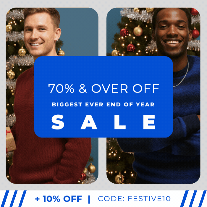 OUTLET 70% & OVER OFF BIGGEST EVER END OF YEAR SALE +10% OFF | CODE: FESTIVE10