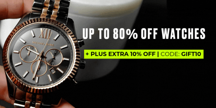 UP TO 80% OFF WATCHES, PLUS EXTRA 10% OFF | CODE: GIFT10 Brands: EMPORIO ARMARNI, GUCCI, MICHAEL KORS + MORE