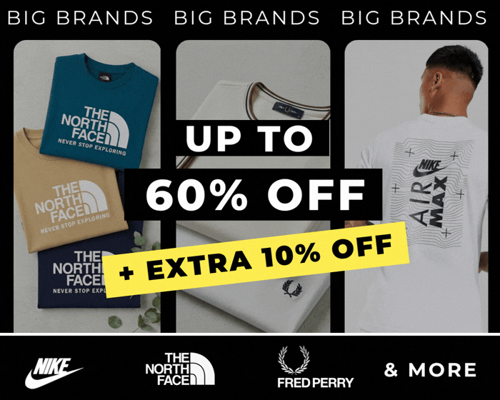 big brands up to 60% off + extra 10% off