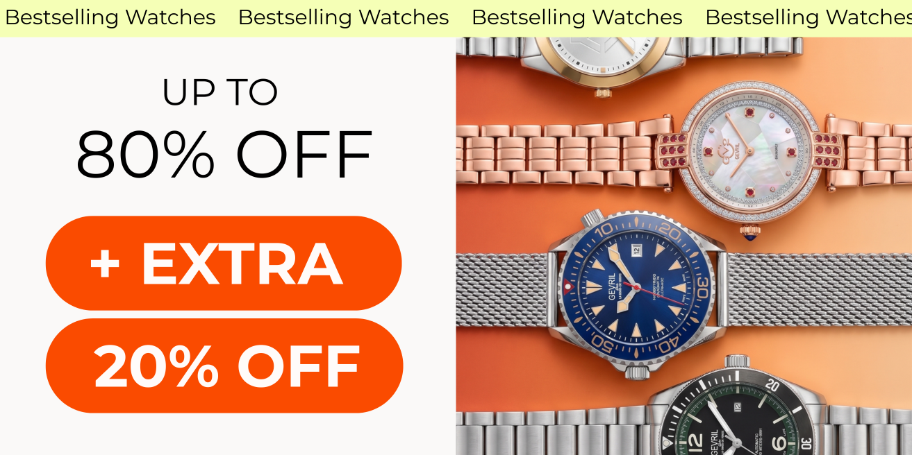 UP TO 80% OFF BEST SELLING WATCHES + EXTRA 20% OFF USE CODE WATCH20