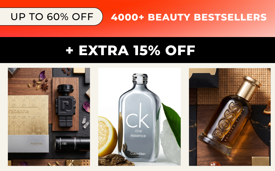 "UP TO 60% OFF 4000+ BEAUTY BESTSELLERS +EXTRA 15% OFF. CODE: HOT15"