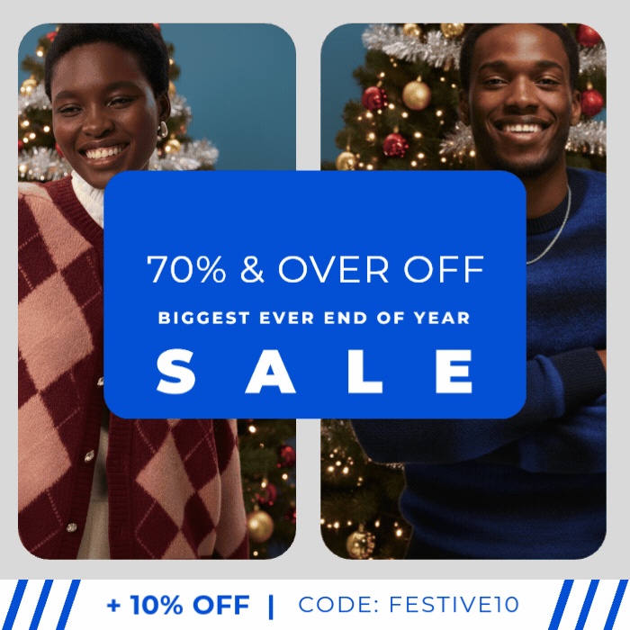 OUTLET 70% & OVER OFF BIGGEST EVER END OF YEAR SALE +10% OFF | CODE: FESTIVE10