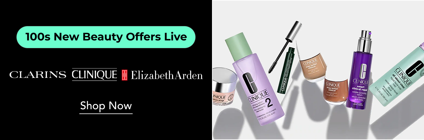 100s NEW BEAUTY OFFERS LIVE CLARINS, CLINIQUE, ELIZABETH ARDEN