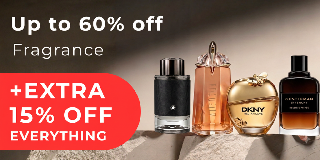 UP TO 60% OFF FRAGRANCE + EXTRA 15% OFF EVERYTHING CODE: OCT15