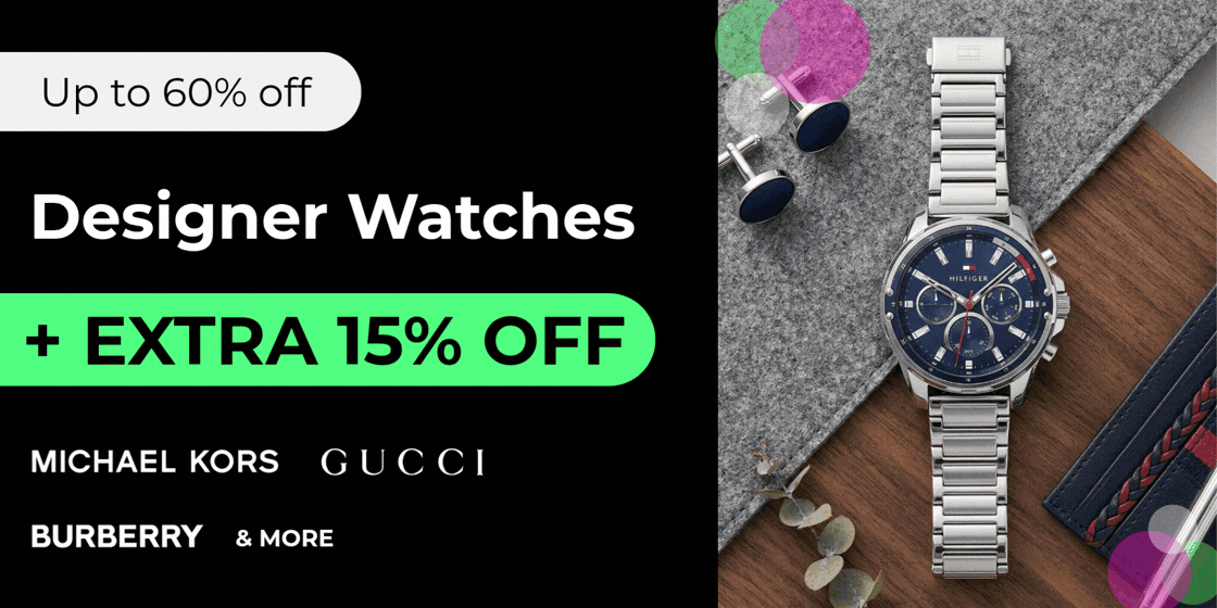 Up to 60% off Designer watches +Extra 15% off Gucci, Burberry, Michael Kors & more