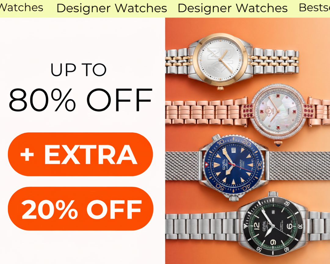 DESIGNER WATCHES UP TO 80% OFF + EXTRA 20% OFF