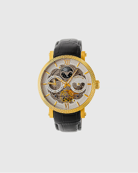 Heritor Automatic Aries Skeleton Leather-Band Watch