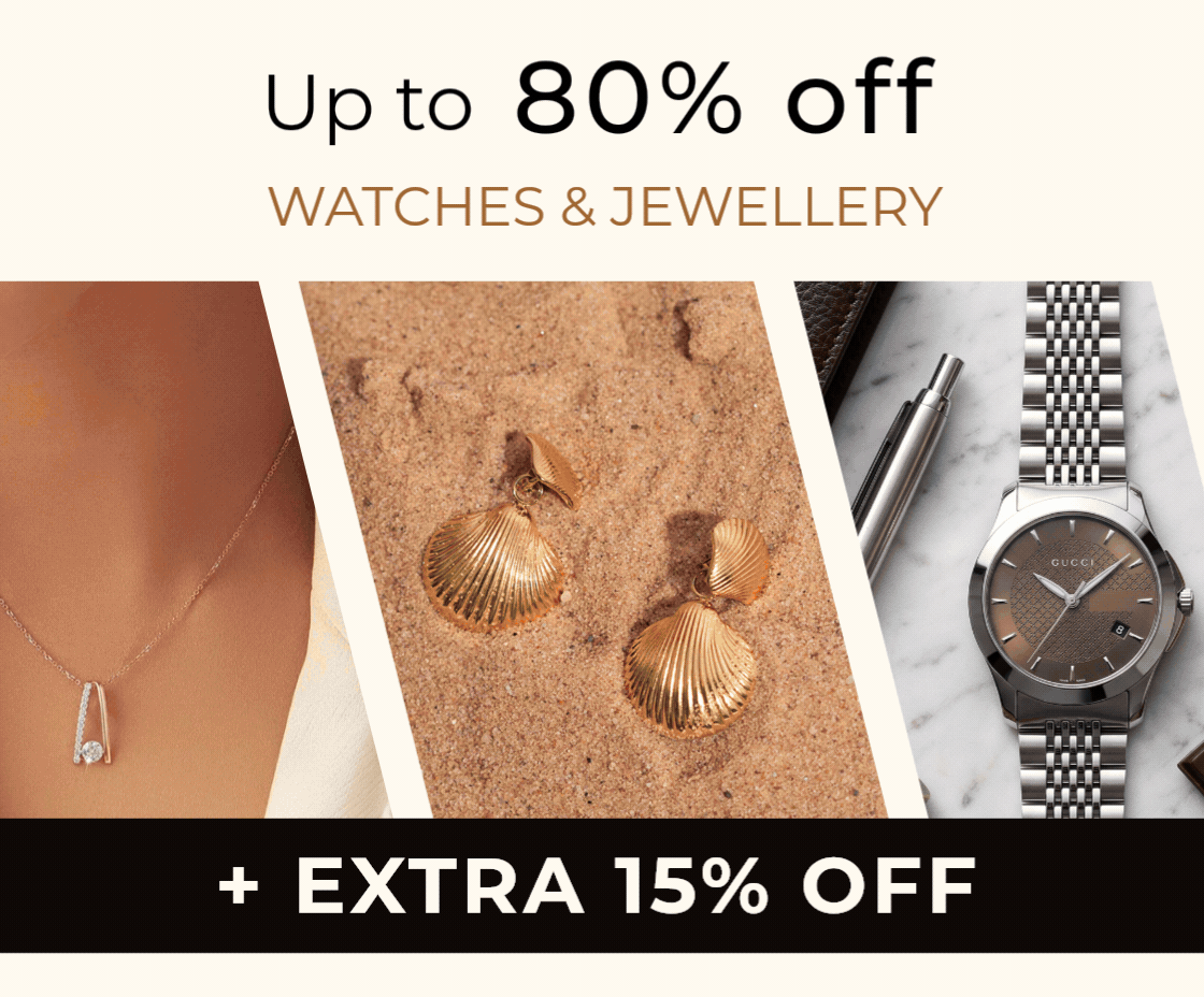UP TO 80% OFF WATCHES & JEWELLERY + EXTRA 15% OFF CODE: JULY15