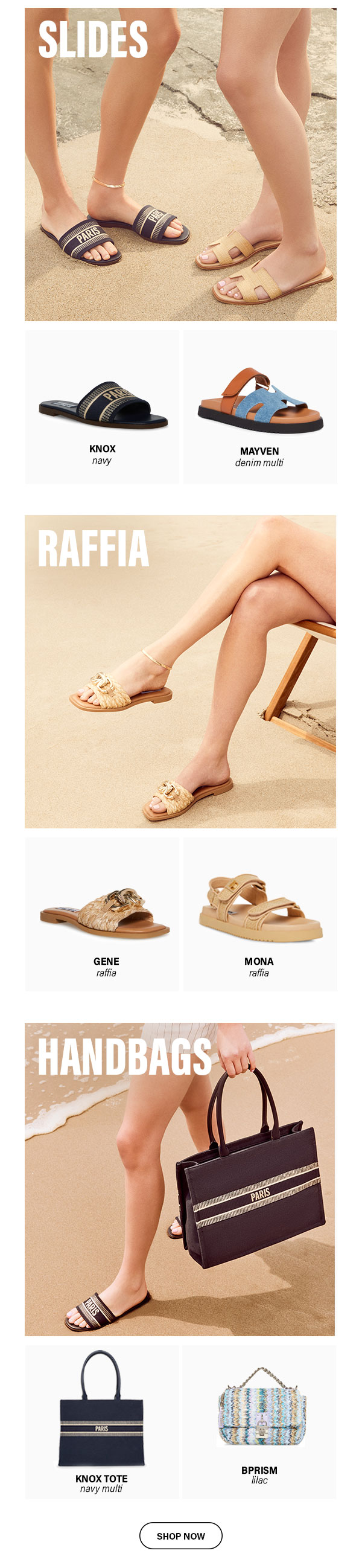 Slides, Raffia, Handbags