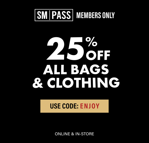 25% Off All Bags & Clothing