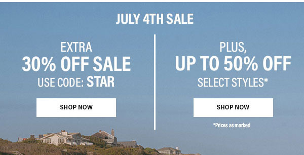 Extra 30% Off Sale Plus Up To 50% Off Select Styles