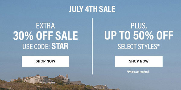 Extra 30% Off Sale Plus Up To 50% Off Select Styles