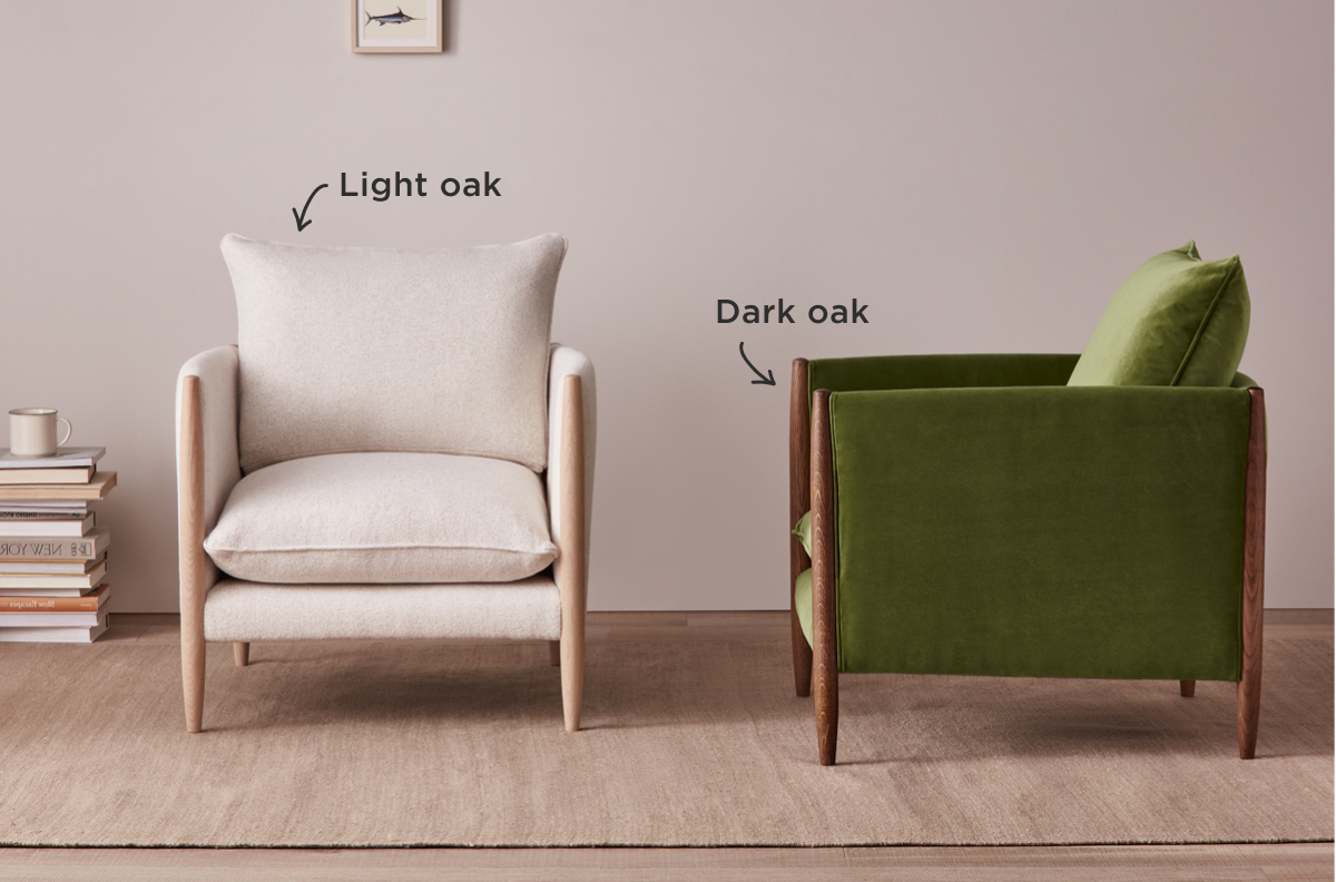 Chairs in dark and light oak