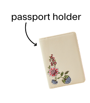 Floral Embroidered Passport Holder