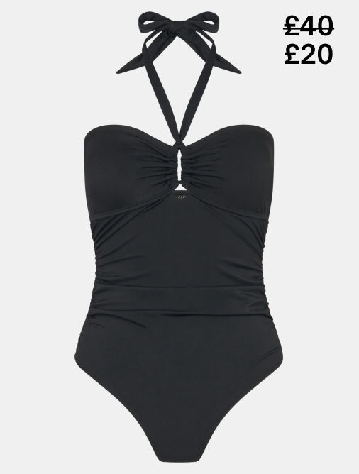 Halter Bandeau Shaping Swimsuit Black