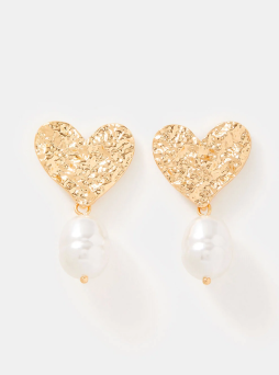 Heart Pearl Drop Earrings