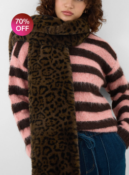 Faux Fur Leopard Print Stole Scarf