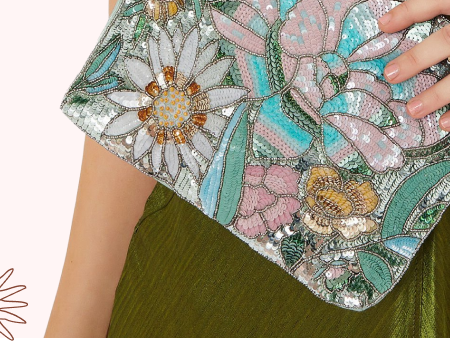 Hand Beaded Rose Clutch