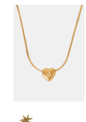 14ct Gold-Plated Stainless Steel Initial Heart Necklace Gold