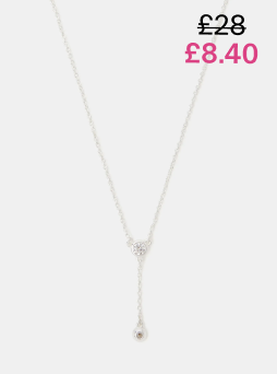 Sterling Silver Diamanté Lariat Necklace