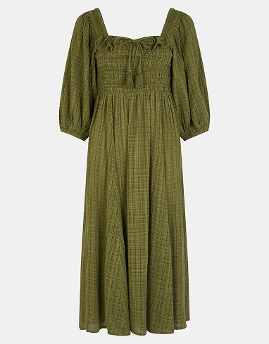 Smock Green Midi Dress