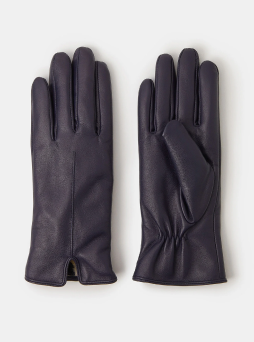 Faux Fur Lined Leather Gloves Blue