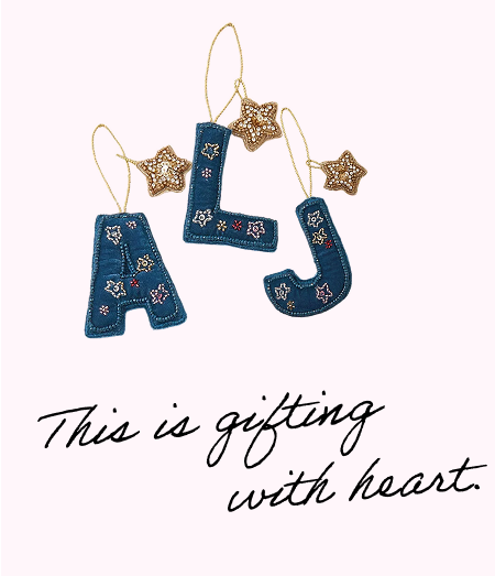 Embellished Initial Christmas Tree Decoration Teal