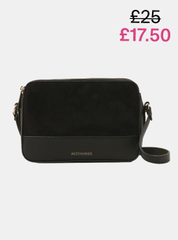 Faux Suede Crossbody Bag Black