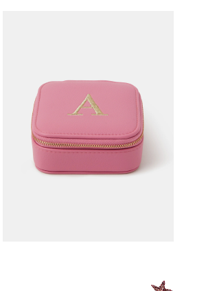 Mini Square Initial Jewellery Box Pink