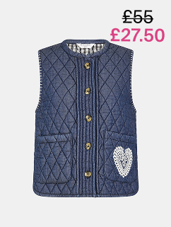 Heart Quilted Denim Waistcoat