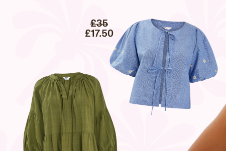 Daisy Puff-Sleeve Tie Top Blue