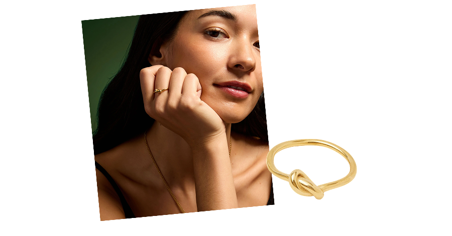 14ct Gold-Plated Stainless Steel Knot Ring Gold