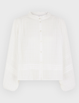 Frilly Woven Cotton Blouse White