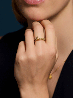 14ct Gold-Plated Love Ring Gold