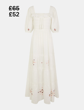 Embroidered Maxi Dress Ivory