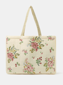 Embroidered Quilted Shopper Bag