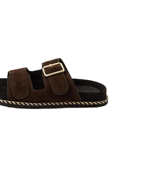 Double Strap Suede Sandals Brown