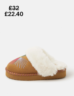 Embroidered Mule Slippers